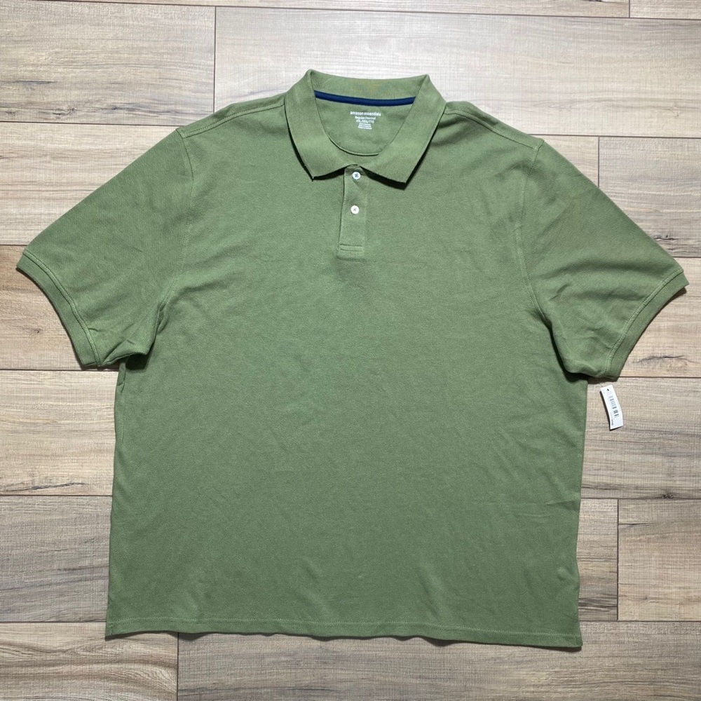 Amazon Essentials Mens 100% Cotton Pique Short Sleeve Polo‎ Shirt Size XXL Green
